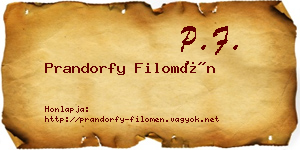 Prandorfy Filomén névjegykártya